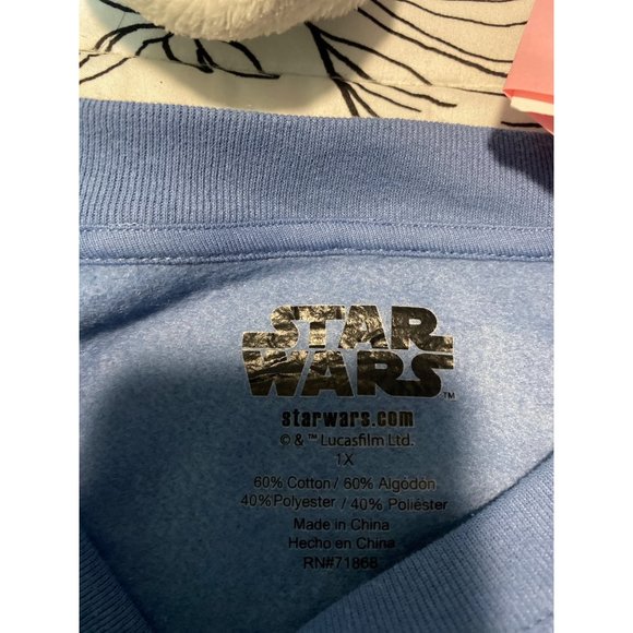 Womens Disney Plus Size Grogu Stronger Than You Think Graphic Sweatshirt Blue 1X - Picture 7 of 8